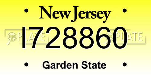 I728860 New Jersey License Plate