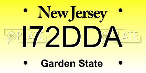 I72DDA New Jersey License Plate