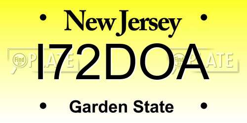 I72DOA New Jersey License Plate