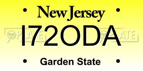 I72ODA New Jersey License Plate