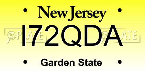 I72QDA New Jersey License Plate