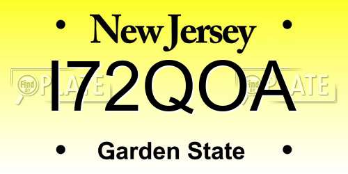 I72QOA New Jersey License Plate