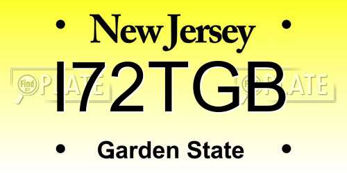 I72TGB New Jersey License Plate