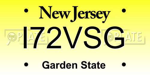 I72VSG New Jersey License Plate