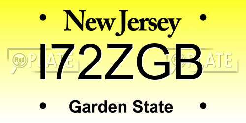 I72ZGB New Jersey License Plate