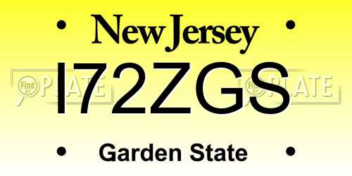 I72ZGS New Jersey License Plate