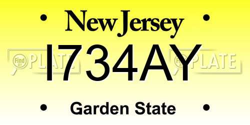 I734AY New Jersey License Plate