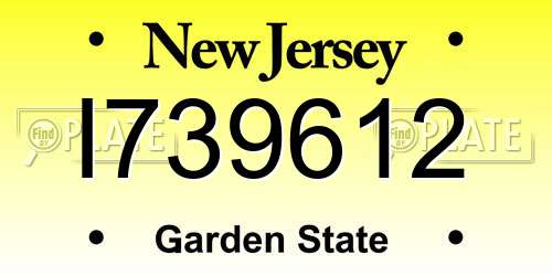 I739612 New Jersey License Plate