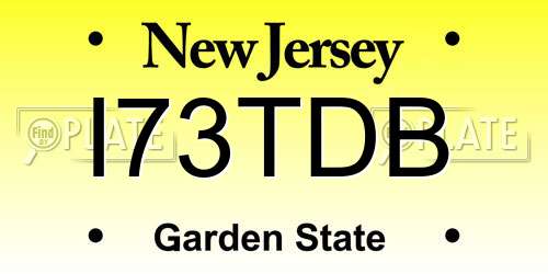 I73TDB New Jersey License Plate