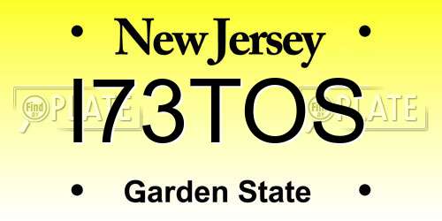 I73TOS New Jersey License Plate