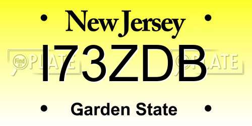 I73ZDB New Jersey License Plate