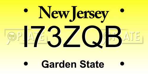 I73ZQB New Jersey License Plate