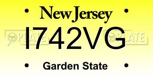 I742VG New Jersey License Plate