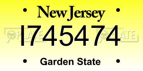 I745474 New Jersey License Plate