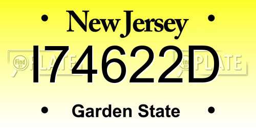 I74622D New Jersey License Plate