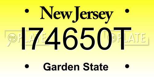 I74650T New Jersey License Plate