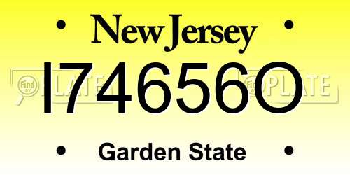 I74656O New Jersey License Plate