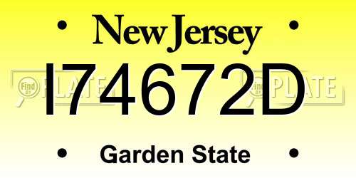 I74672D New Jersey License Plate