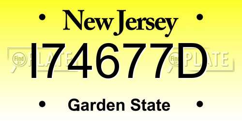 I74677D New Jersey License Plate