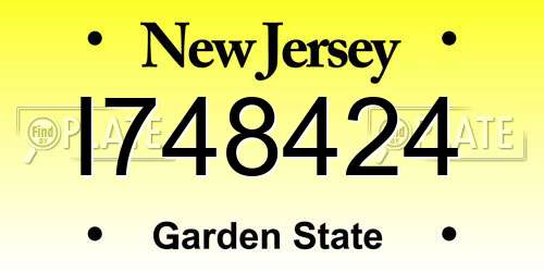 I748424 New Jersey License Plate