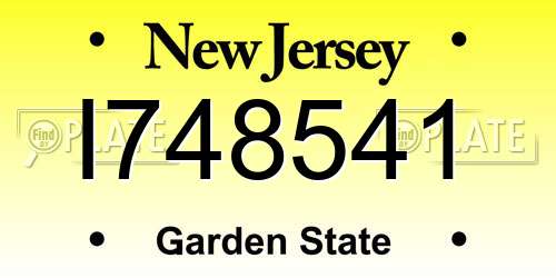 I748541 New Jersey License Plate