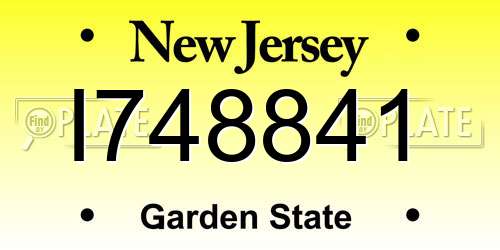 I748841 New Jersey License Plate