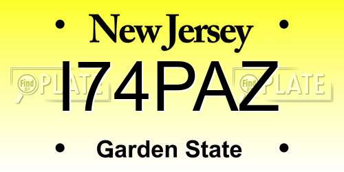 I74PAZ New Jersey License Plate