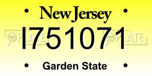 I751071 New Jersey License Plate