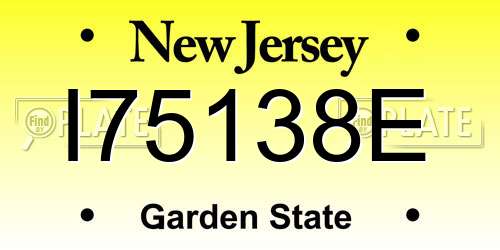I75138E New Jersey License Plate