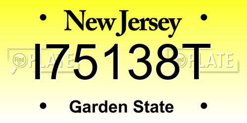 I75138T New Jersey License Plate