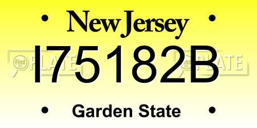I75182B New Jersey License Plate