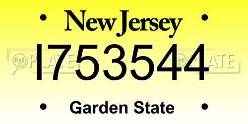 I753544 New Jersey License Plate