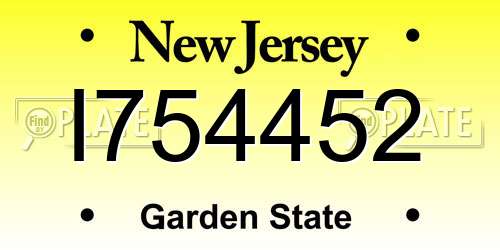 I754452 New Jersey License Plate