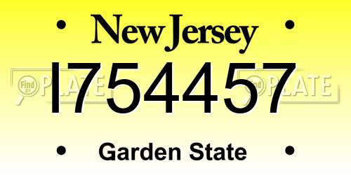 I754457 New Jersey License Plate