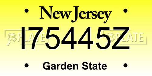 I75445Z New Jersey License Plate