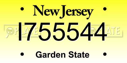 I755544 New Jersey License Plate