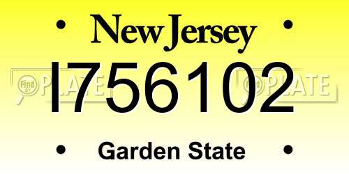 I756102 New Jersey License Plate