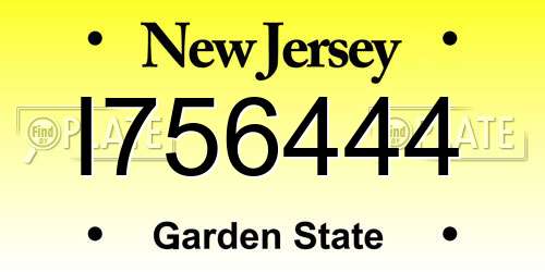 I756444 New Jersey License Plate