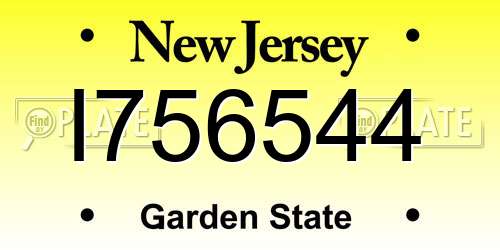 I756544 New Jersey License Plate