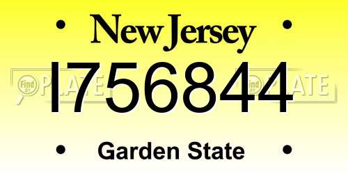 I756844 New Jersey License Plate