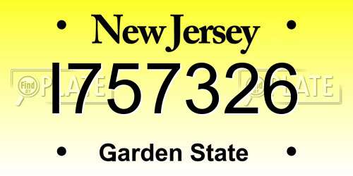 I757326 New Jersey License Plate