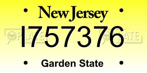 I757376 New Jersey License Plate