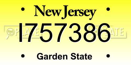 I757386 New Jersey License Plate