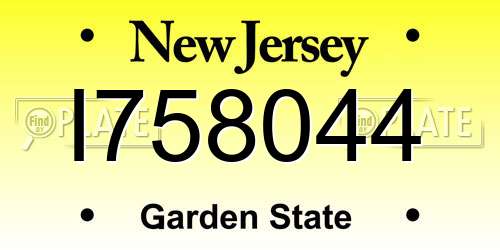 I758044 New Jersey License Plate