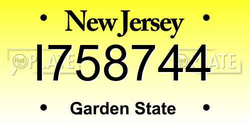 I758744 New Jersey License Plate