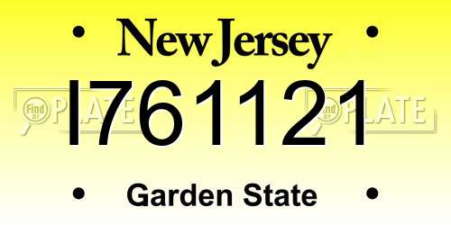 I761121 New Jersey License Plate