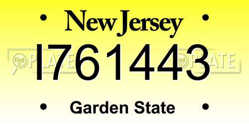 I761443 New Jersey License Plate
