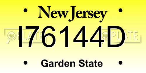 I76144D New Jersey License Plate