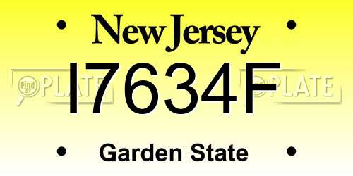 I7634F New Jersey License Plate