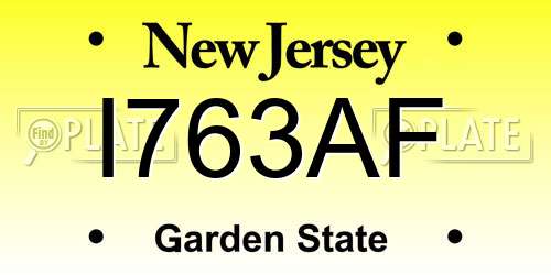 I763AF New Jersey License Plate
